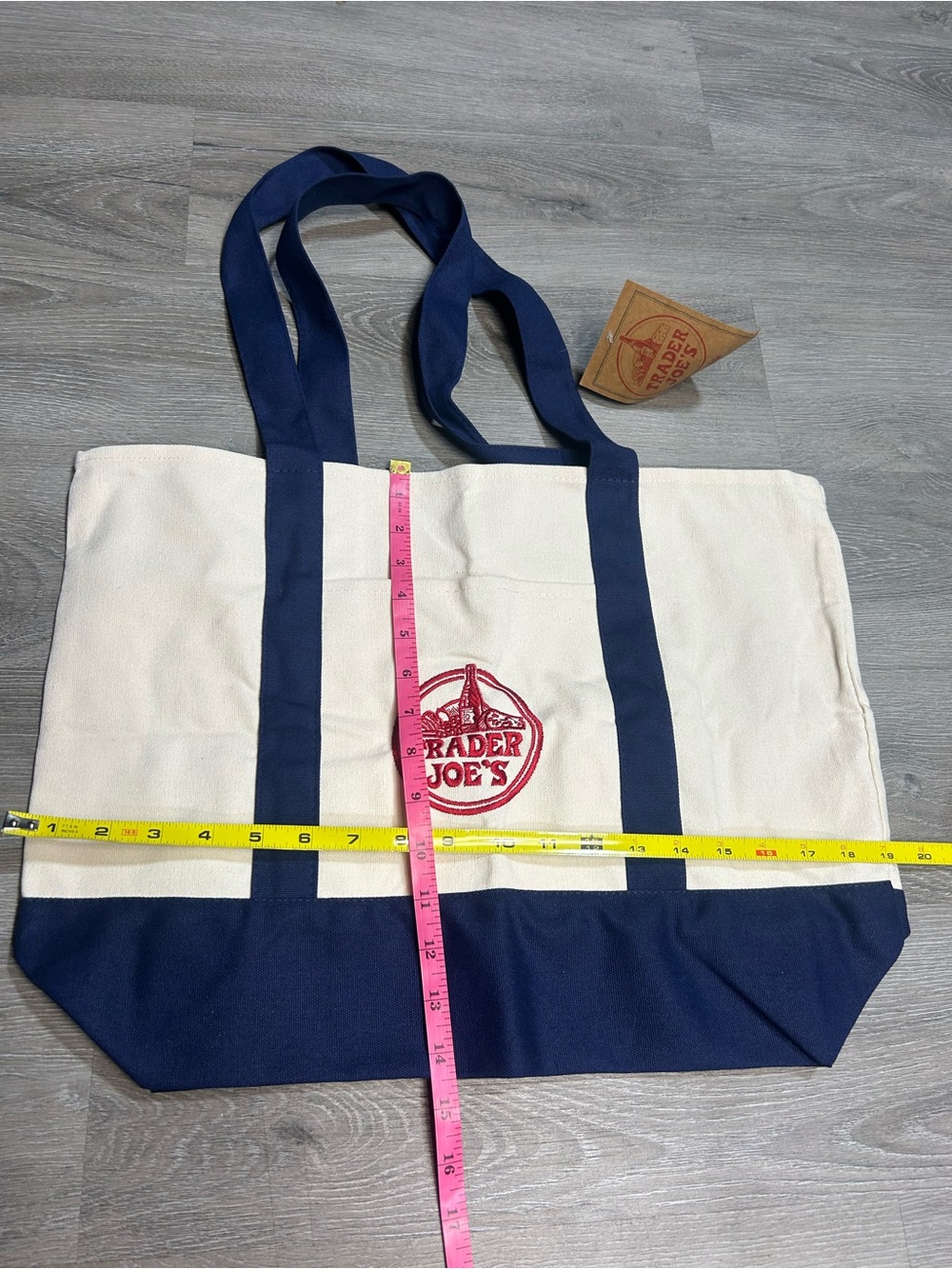 Trader Joe’s Canvas Tote Shopping Bag - LARGE CLASSIC NAVY BLUE - NEW with TAGS - Picture 5 of 8